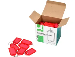 Porte-cles q-connect porte-etiquette premium coloris rouge boite 40 unites