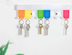 Porte-cles q-connect porte-etiquette premium coloris rouge boite 40 unites