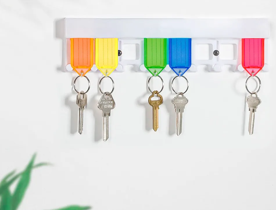 Porte-cles q-connect porte-etiquette premium coloris rouge boite 40 unites