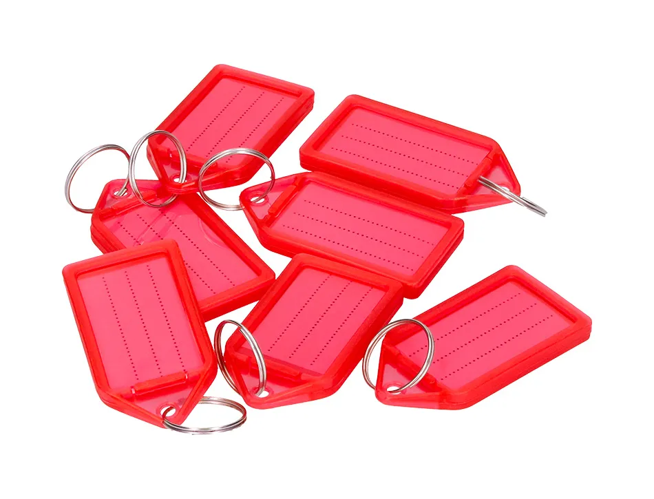 Porte-cles q-connect porte-etiquette premium coloris rouge boite 40 unites
