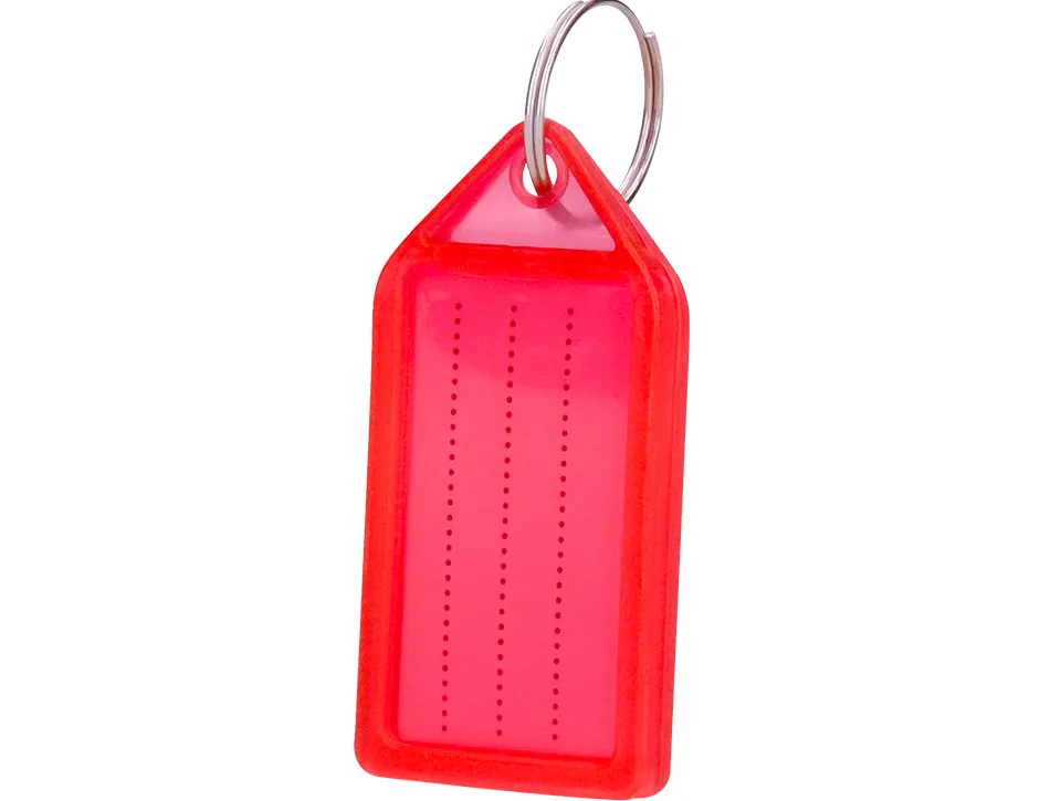 Porte-cles q-connect porte-etiquette premium coloris rouge boite 40 unites
