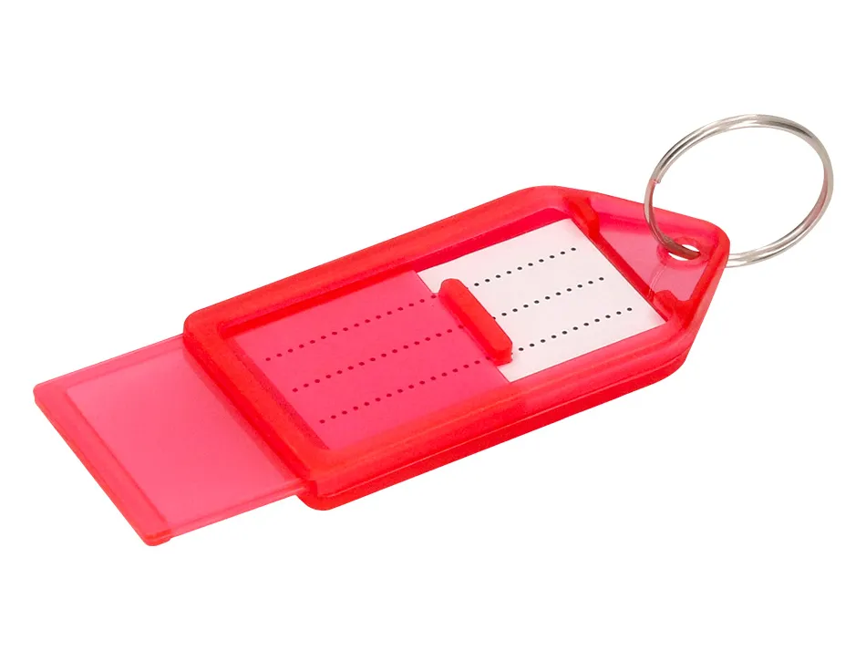 Porte-cles q-connect porte-etiquette premium coloris rouge boite 40 unites