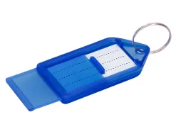 Porte-cles q-connect porte-etiquette premium coloris bleu boite 40 unites