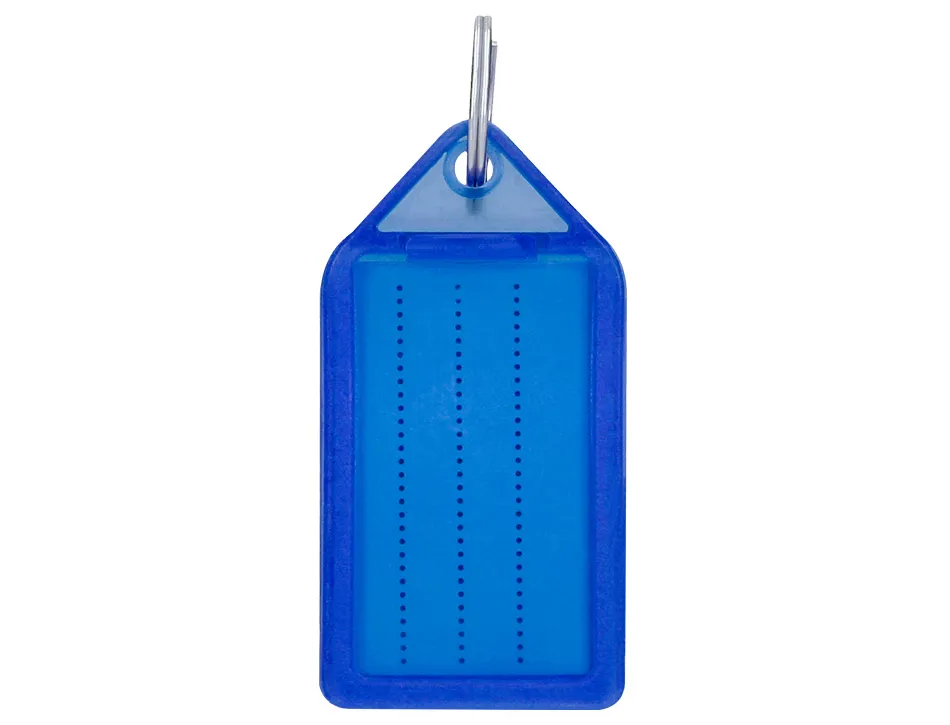 Porte-cles q-connect porte-etiquette premium coloris bleu boite 40 unites