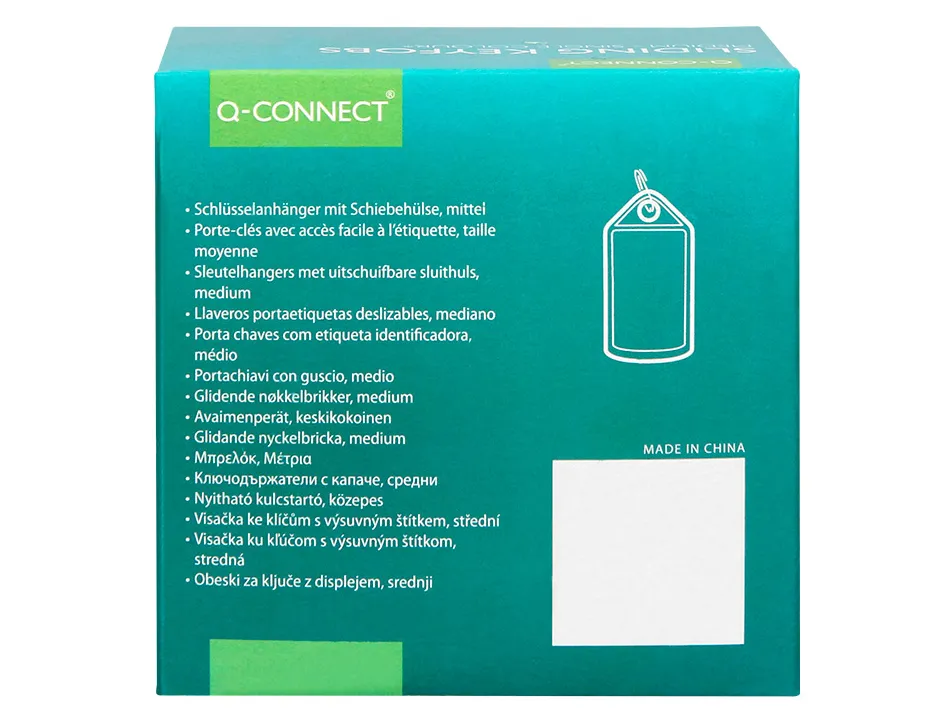Porte-cles q-connect porte-etiquette premium coloris bleu boite 40 unites
