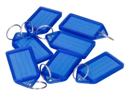 Porte-cles q-connect porte-etiquette premium coloris bleu boite 40 unites
