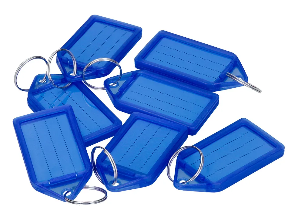 Porte-cles q-connect porte-etiquette premium coloris bleu boite 40 unites