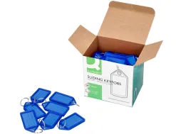 Porte-cles q-connect porte-etiquette premium coloris bleu boite 40 unites