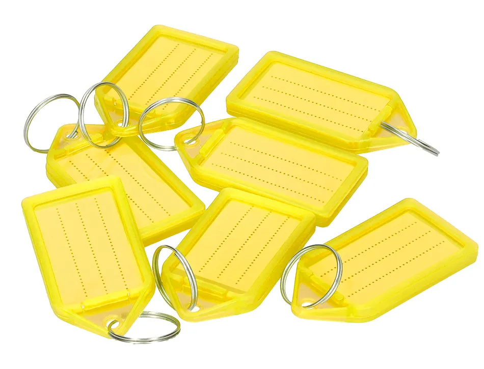 Porte-cles q-connect porte-etiquette premium coloris jaune boite 40 unites