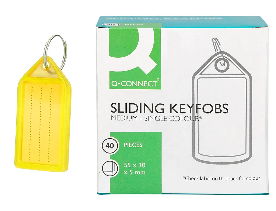 Porte-cles q-connect porte-etiquette premium coloris jaune boite 40 unites