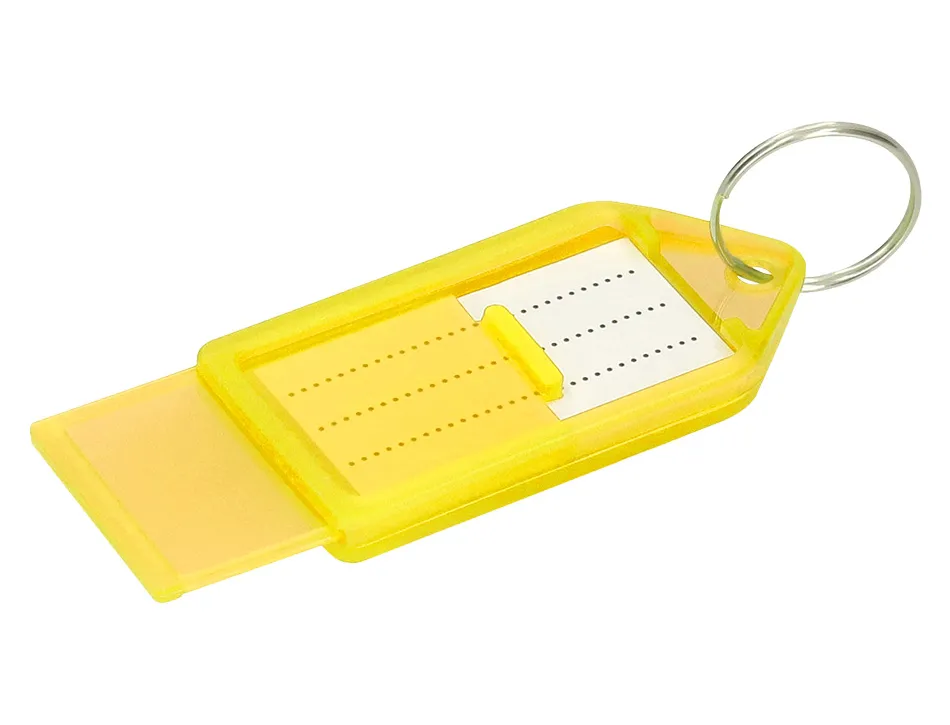 Porte-cles q-connect porte-etiquette premium coloris jaune boite 40 unites