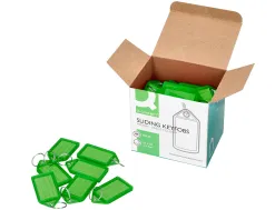 Porte-cles q-connect porte-etiquette premium coloris vert boite 40 unites