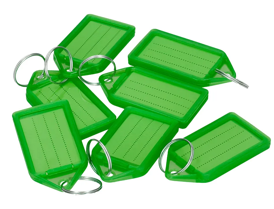 Porte-cles q-connect porte-etiquette premium coloris vert boite 40 unites