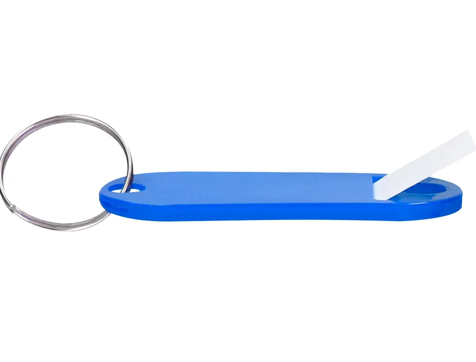 Porte-clés q-connect porte-étiquette plastique 50x22mm coloris bleu présentoir 100 unités