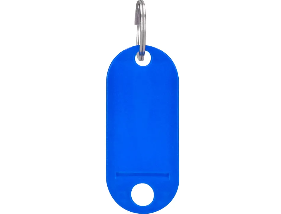 Porte-clés q-connect porte-étiquette plastique 50x22mm coloris bleu présentoir 100 unités