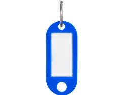 Porte-clés q-connect porte-étiquette plastique 50x22mm coloris bleu présentoir 100 unités