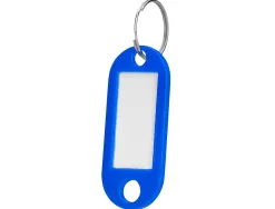Porte-clés q-connect porte-étiquette plastique 50x22mm coloris bleu présentoir 100 unités