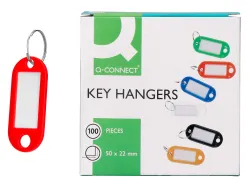 Porte-clés q-connect porte-étiquette plastique 50x22mm coloris rouge présentoir 100 unités
