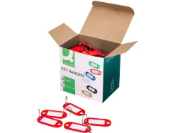 Porte-clés q-connect porte-étiquette plastique 50x22mm coloris rouge présentoir 100 unités