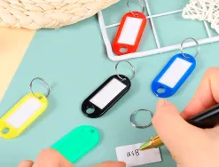 Porte-clés q-connect porte-étiquette plastique 50x22mm coloris jaune présentoir 100 unités