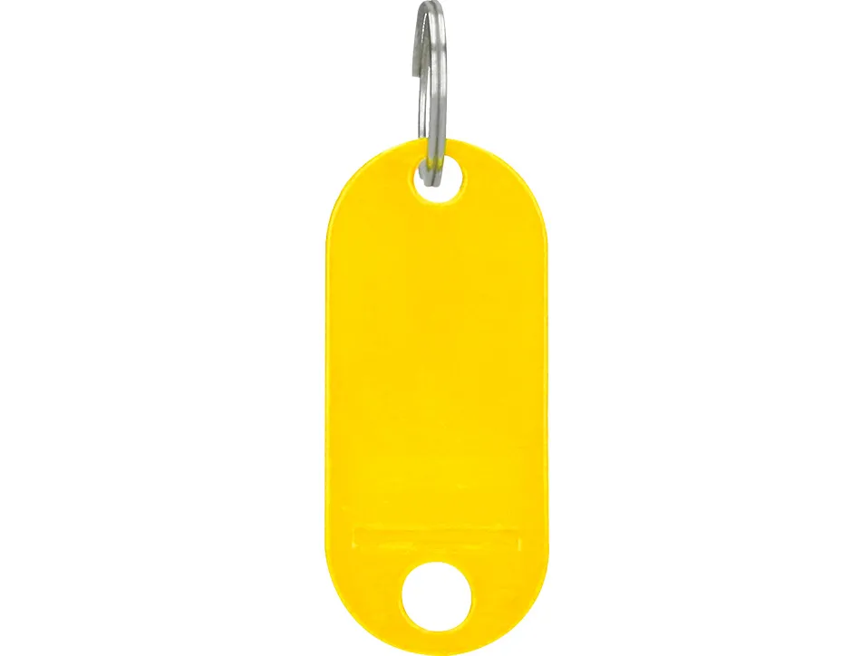 Porte-clés q-connect porte-étiquette plastique 50x22mm coloris jaune présentoir 100 unités