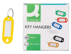 Porte-clés q-connect porte-étiquette plastique 50x22mm coloris jaune présentoir 100 unités