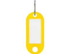 Porte-clés q-connect porte-étiquette plastique 50x22mm coloris jaune présentoir 100 unités