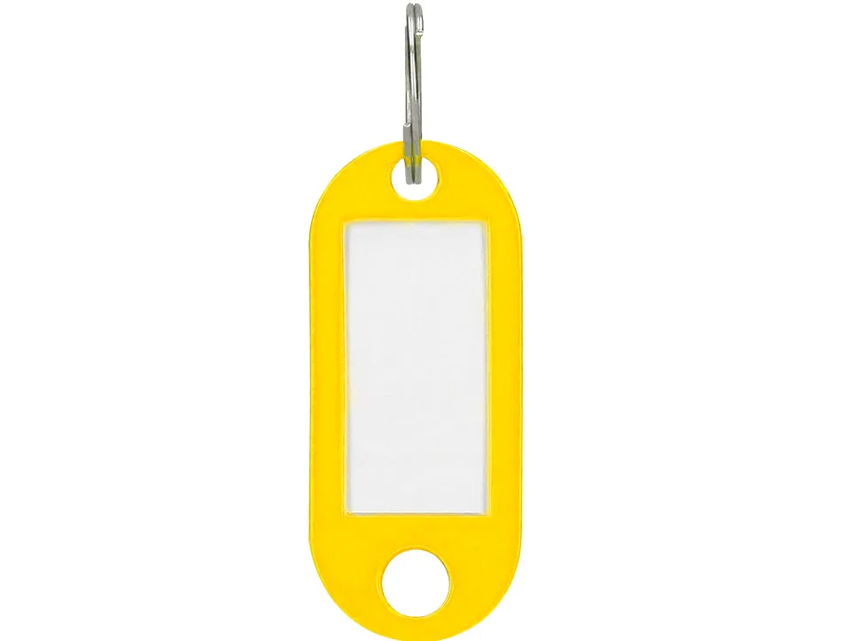 Porte-clés q-connect porte-étiquette plastique 50x22mm coloris jaune présentoir 100 unités