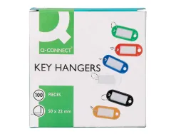 Porte-clés q-connect porte-étiquette plastique 50x22mm coloris jaune présentoir 100 unités