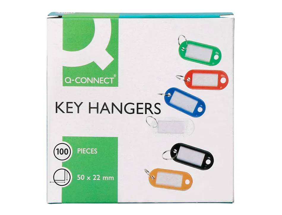 Porte-clés q-connect porte-étiquette plastique 50x22mm coloris jaune présentoir 100 unités