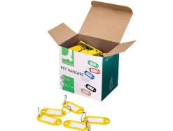 Porte-clés q-connect porte-étiquette plastique 50x22mm coloris jaune présentoir 100 unités
