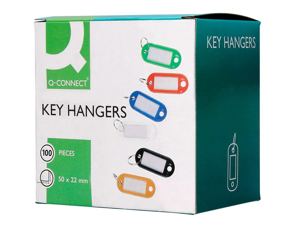 Porte-clés q-connect porte-étiquette plastique 50x22mm coloris jaune présentoir 100 unités
