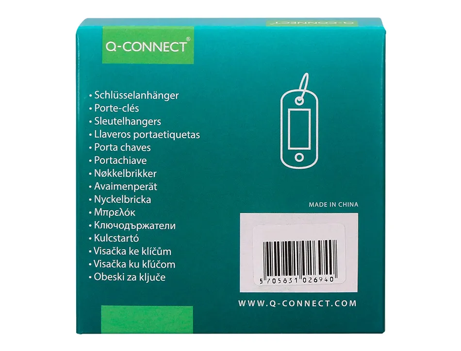 Porte-clés q-connect porte-étiquette plastique 50x22mm coloris jaune présentoir 100 unités