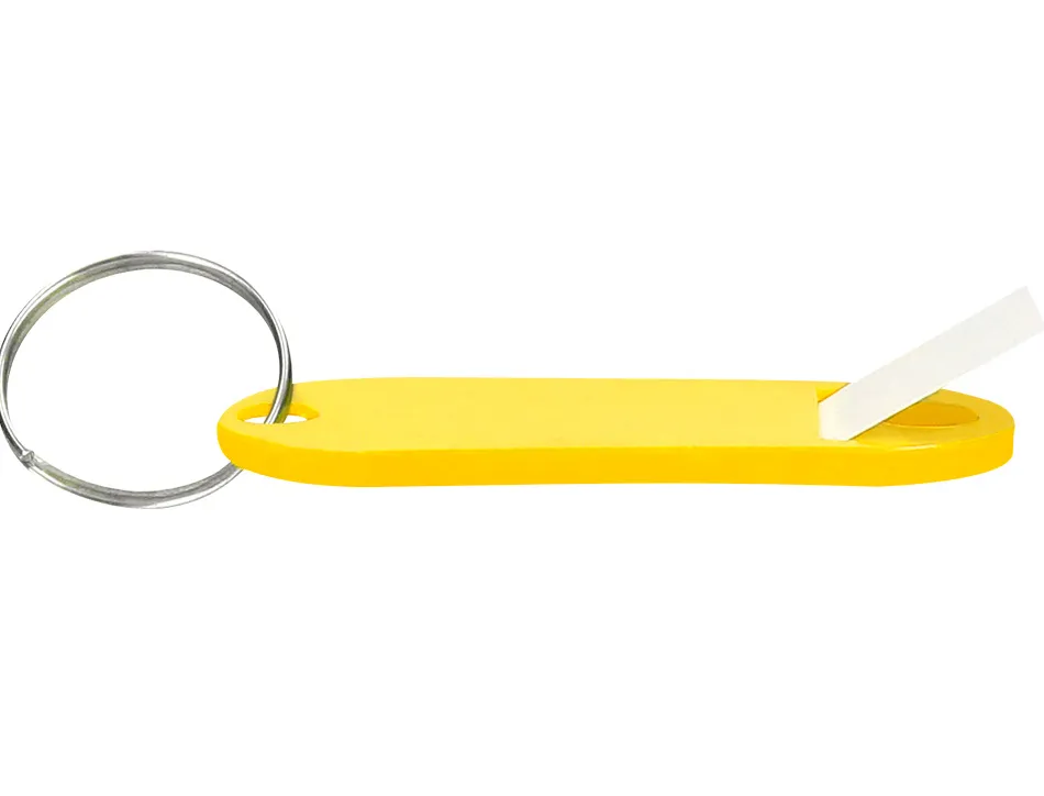 Porte-clés q-connect porte-étiquette plastique 50x22mm coloris jaune présentoir 100 unités