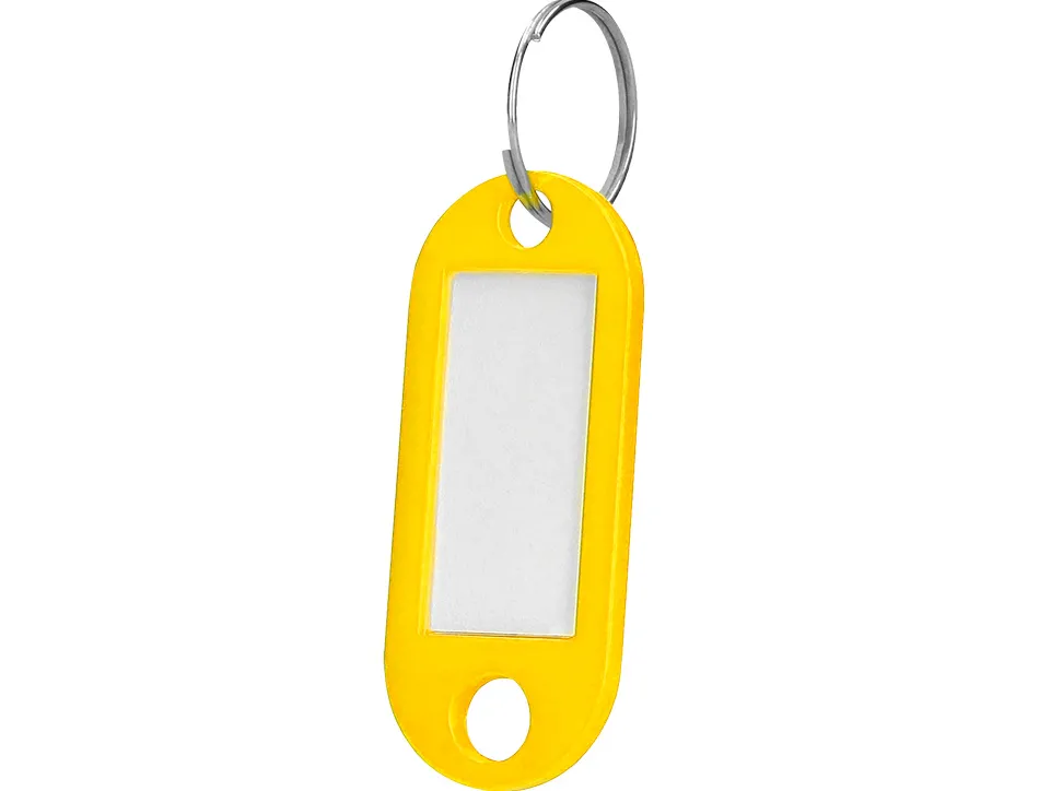 Porte-clés q-connect porte-étiquette plastique 50x22mm coloris jaune présentoir 100 unités