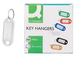 Porte-clés q-connect porte-étiquette plastique 50x22mm coloris blanc présentoir 100 unités