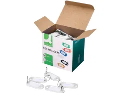 Porte-clés q-connect porte-étiquette plastique 50x22mm coloris blanc présentoir 100 unités