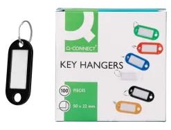 Porte-clés q-connect porte-étiquette plastique 50x22mm coloris noir présentoir 100 unités