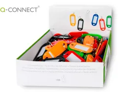 Porte-clés q-connect porte-étiquette plastique 50x22mm 5 coloris assortis présentoir 100 unités