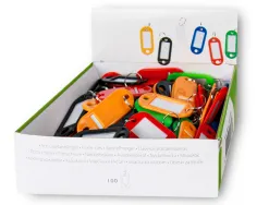Porte-clés q-connect porte-étiquette plastique 50x22mm 5 coloris assortis présentoir 100 unités