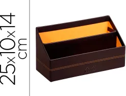 Porte-courrier rhodiarama 2 compartiments en simil cuir noir velout 25x10x14cm