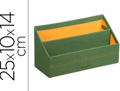 Porte-courrier rhodiarama 2 compartiments en simil cuir sauge velout 25x10x14cm