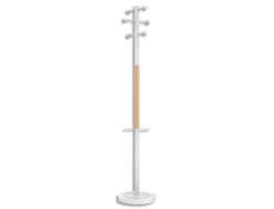 Porte-manteau unilux access 6 patères bois fsc avec porte-parapluie coloris blanc bois h175 cm