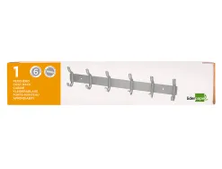 Porte-manteaux liderpapel mural metal 6 pateres 430x88x55mm coloris argent