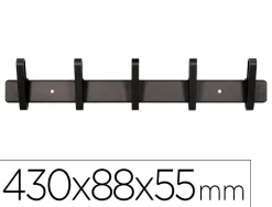Porte-manteaux liderpapel mural metal 5 pateres 430x88x55mm coloris noir