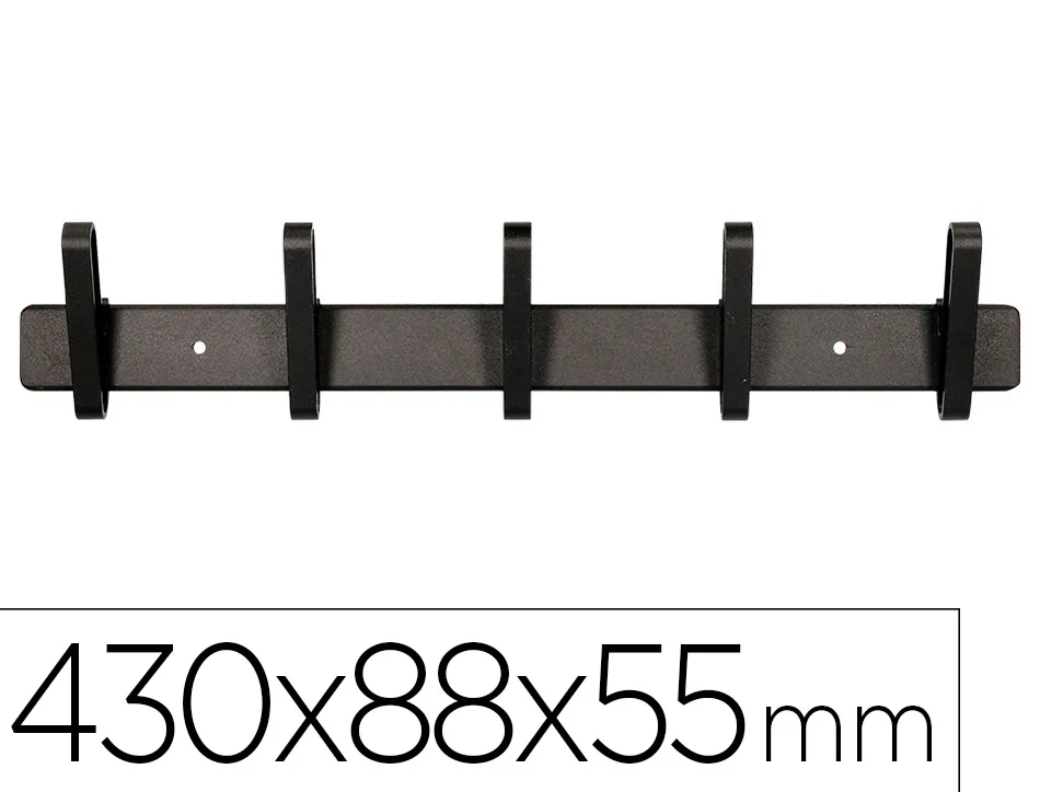 Porte-manteaux liderpapel mural metal 5 pateres 430x88x55mm coloris noir