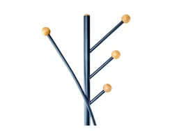 Porte-manteaux maulaura 4 pateres acier laque et hetre hauteur 180cm coloris noir
