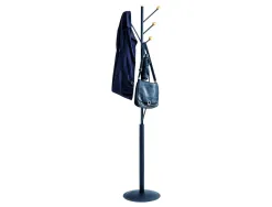 Porte-manteaux maulaura 4 pateres acier laque et hetre hauteur 180cm coloris noir