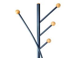 Porte-manteaux maulaura 4 pateres acier laque et hetre hauteur 180cm coloris noir