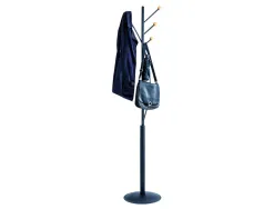 Porte-manteaux maulaura 4 pateres acier laque et hetre hauteur 180cm coloris noir